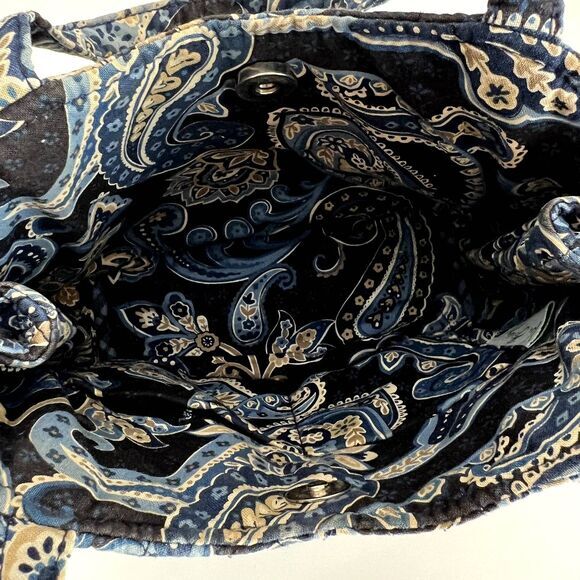 Vera Bradley Small Handbag Windsor Navy Blue Floral and Plaid - Picture 4 of 8